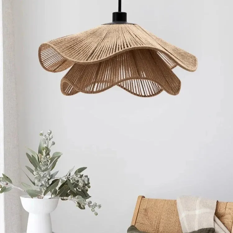 Rustic Handmade Hemp Rope Pendant Light – Boho Ceiling Lamp Décor