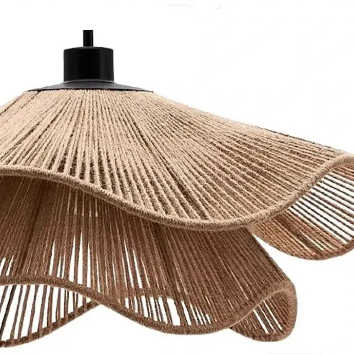 Rustic Handmade Hemp Rope Pendant Light – Boho Ceiling Lamp Décor