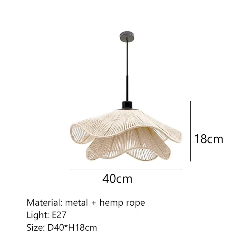 Rustic Handmade Hemp Rope Pendant Light – Boho Ceiling Lamp Décor