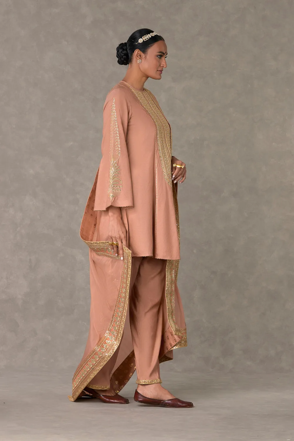 Salmon Anar-Phool Kurta Set