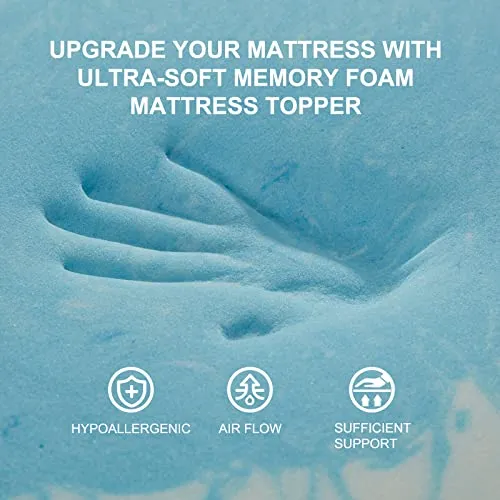 SINWEEK 2 Inch Mattress Topper 5-Zone Memory Foam Mattress Topper Pressure Relieve Soft Mattress Pad, CertiPUR-US Certified, Twin Size