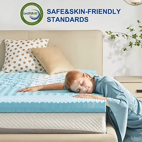 SINWEEK 2 Inch Mattress Topper 5-Zone Memory Foam Mattress Topper Pressure Relieve Soft Mattress Pad, CertiPUR-US Certified, Twin Size