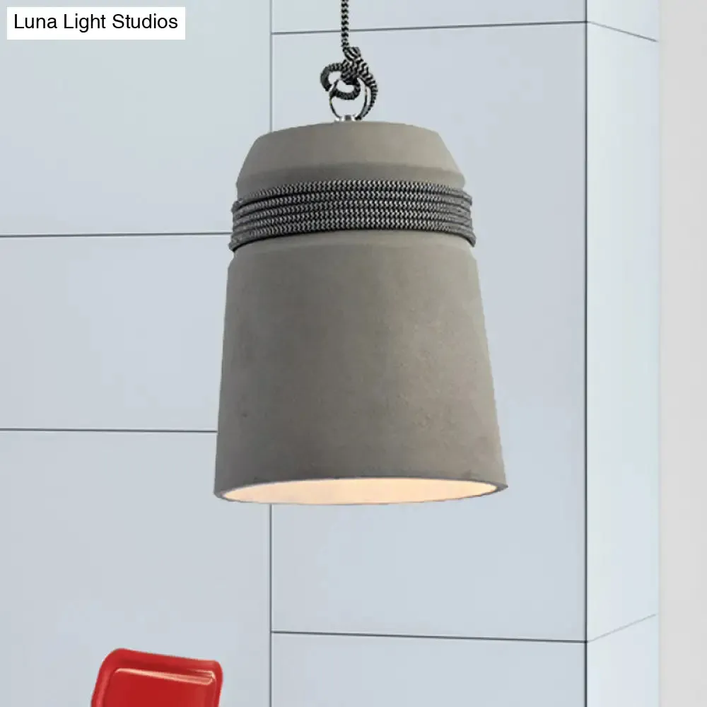 Sleek Black/Gray/Beige Industrial Style Cement Pendant Light with Rope - Perfect for Dining Tables