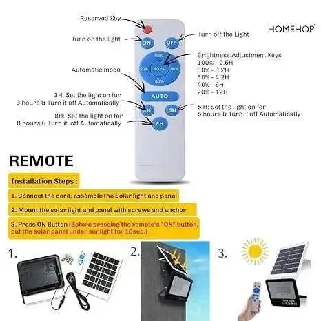 Solar outdoor LED 40W automatic flood light With Remote for Home and Garden (Pack of 2)