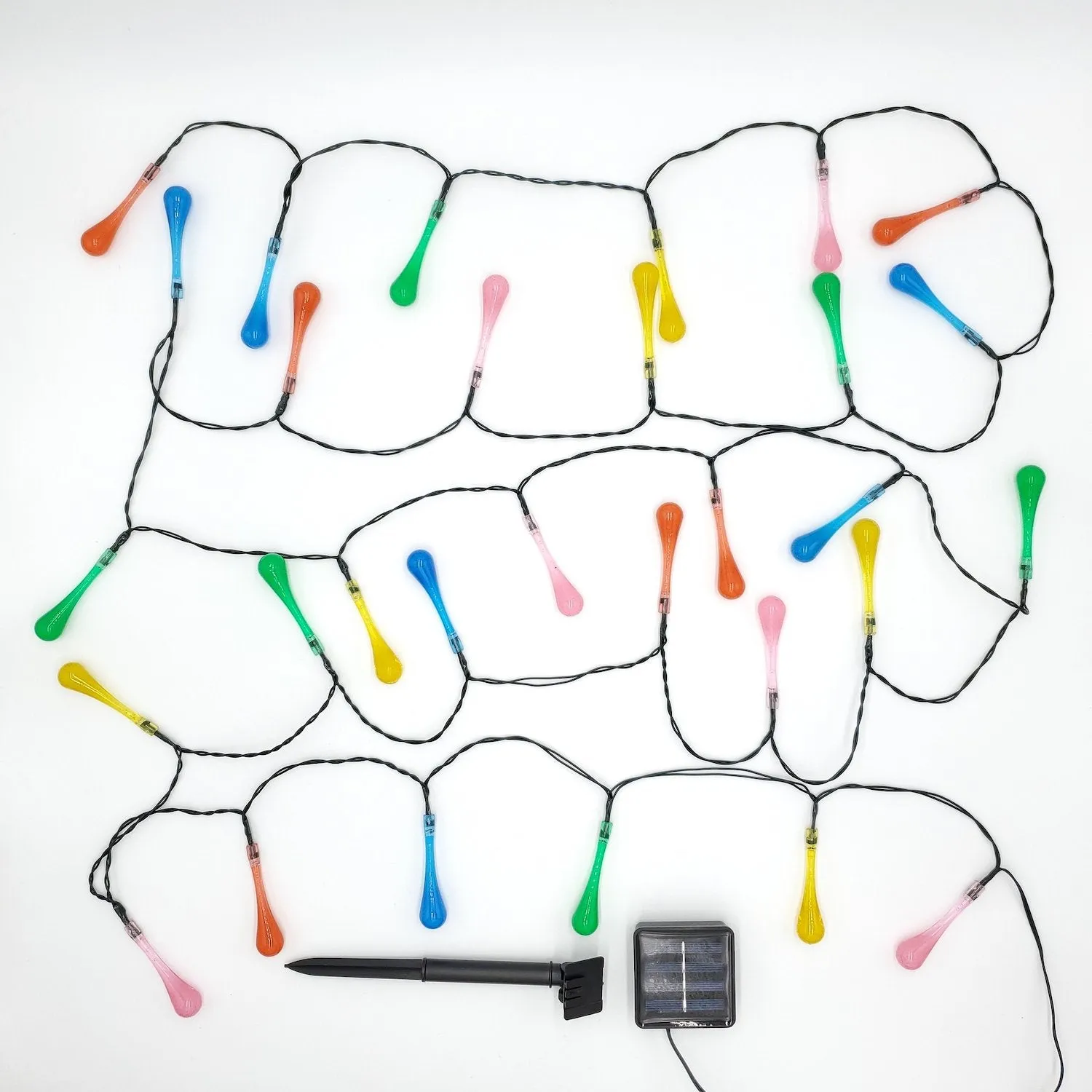 Solar Powered Water Drop String Lights - Multicolor