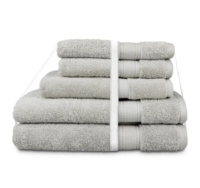 St Regis 5 Piece 600GSM Cotton Towel Set Silver