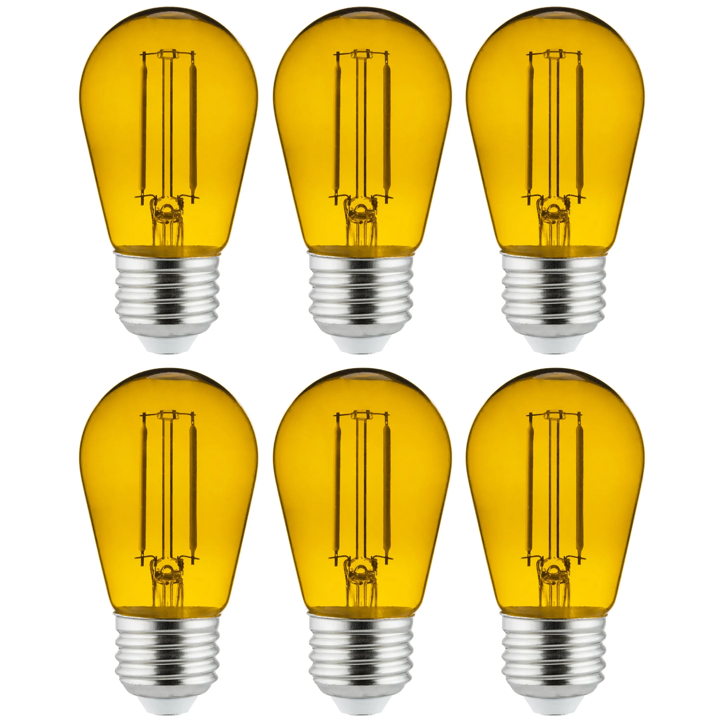 Sunlite 40978-SU - 2 Watt S14 LED Filament Transparent Sign Bulb - Yellow - Pack of 6