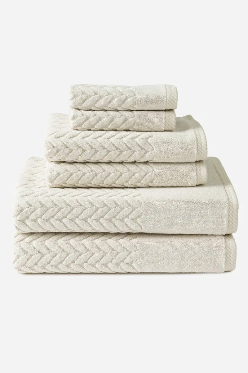 Texere 100% Organic Cotton Cable Knit Jacquard Towel Set