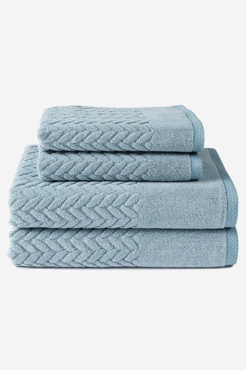 Texere 100% Organic Cotton Cable Knit Jacquard Towel Set