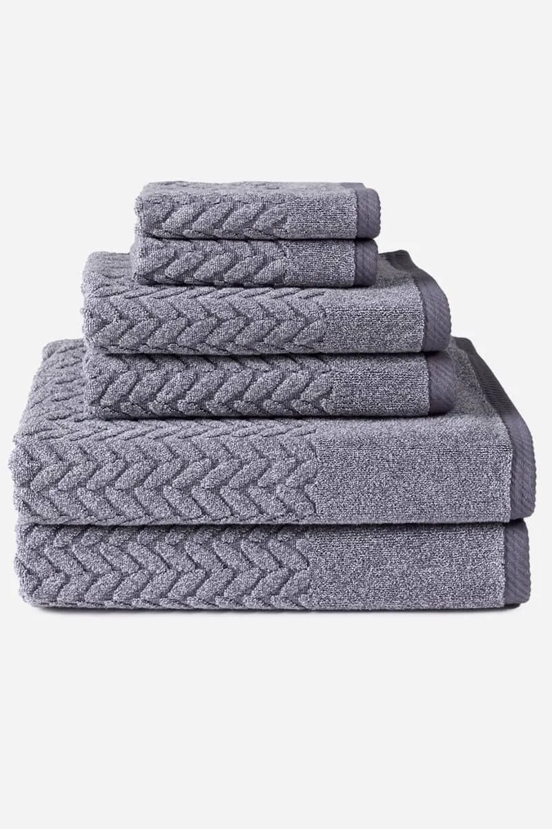 Texere 100% Organic Cotton Cable Knit Jacquard Towel Set