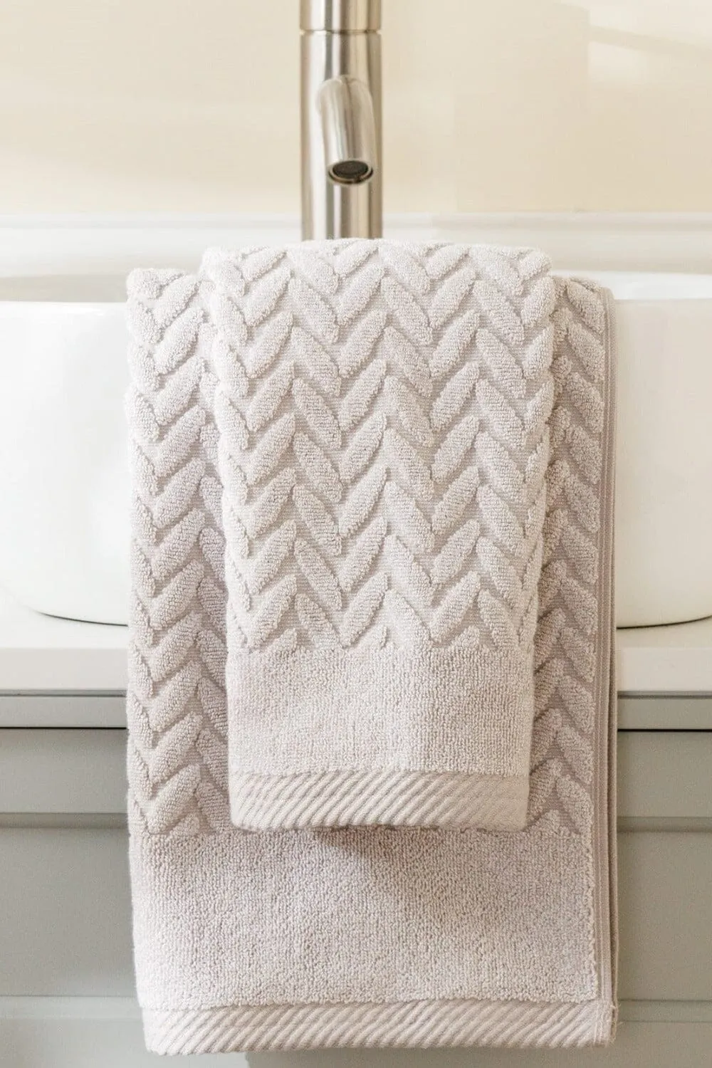 Texere 100% Organic Cotton Cable Knit Jacquard Towel Set