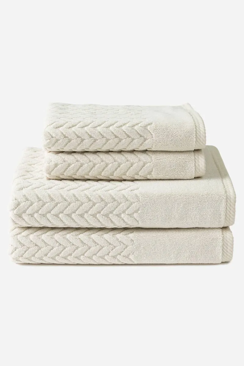 Texere 100% Organic Cotton Cable Knit Jacquard Towel Set