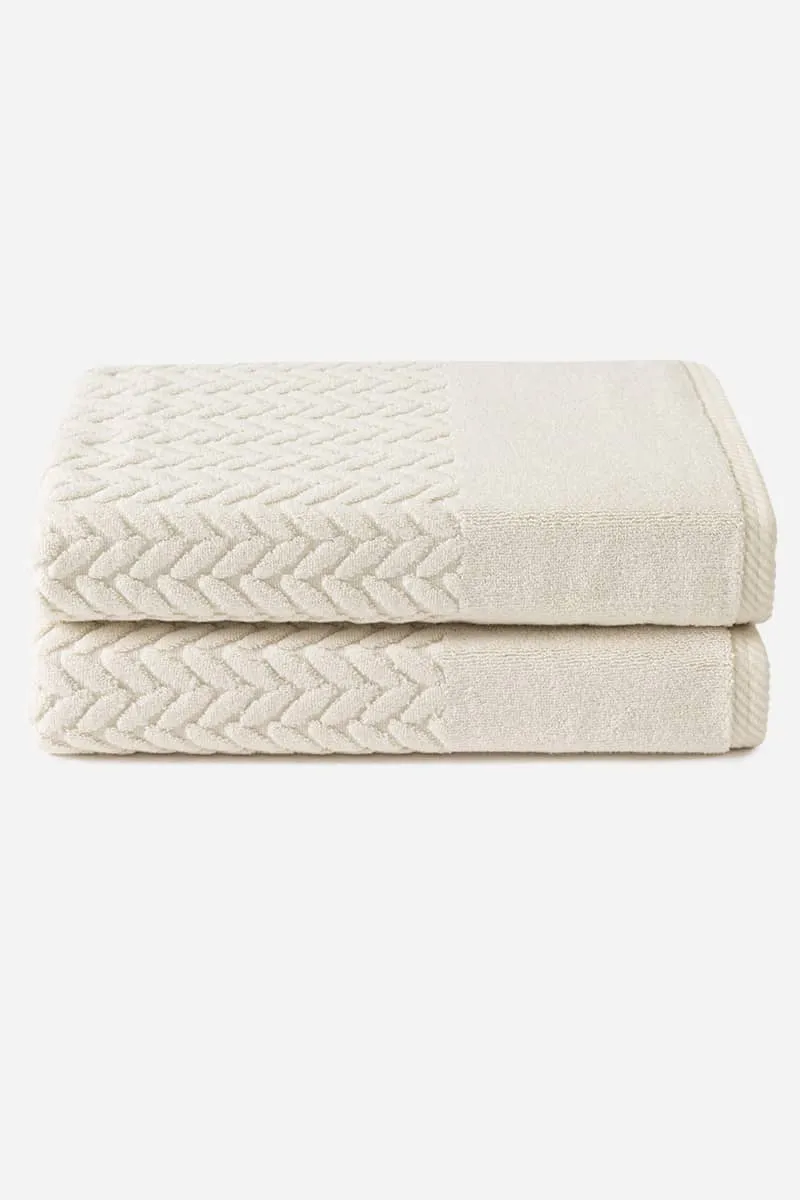 Texere 100% Organic Cotton Cable Knit Jacquard Towel Set