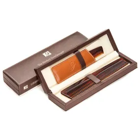 The Perfect Gentleman Luxury Comb Set in Deluxe Leather Case