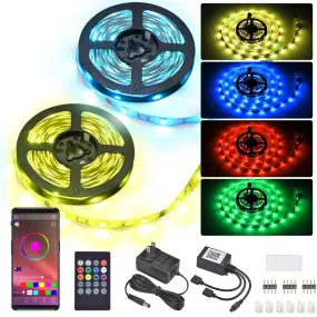 TheLAShop 32ft Color Changing LED Strip Lights Bluetooth App Music Remote