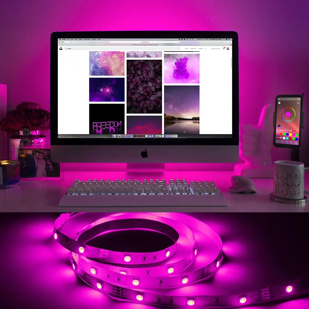 TheLAShop 32ft Color Changing LED Strip Lights Bluetooth App Music Remote