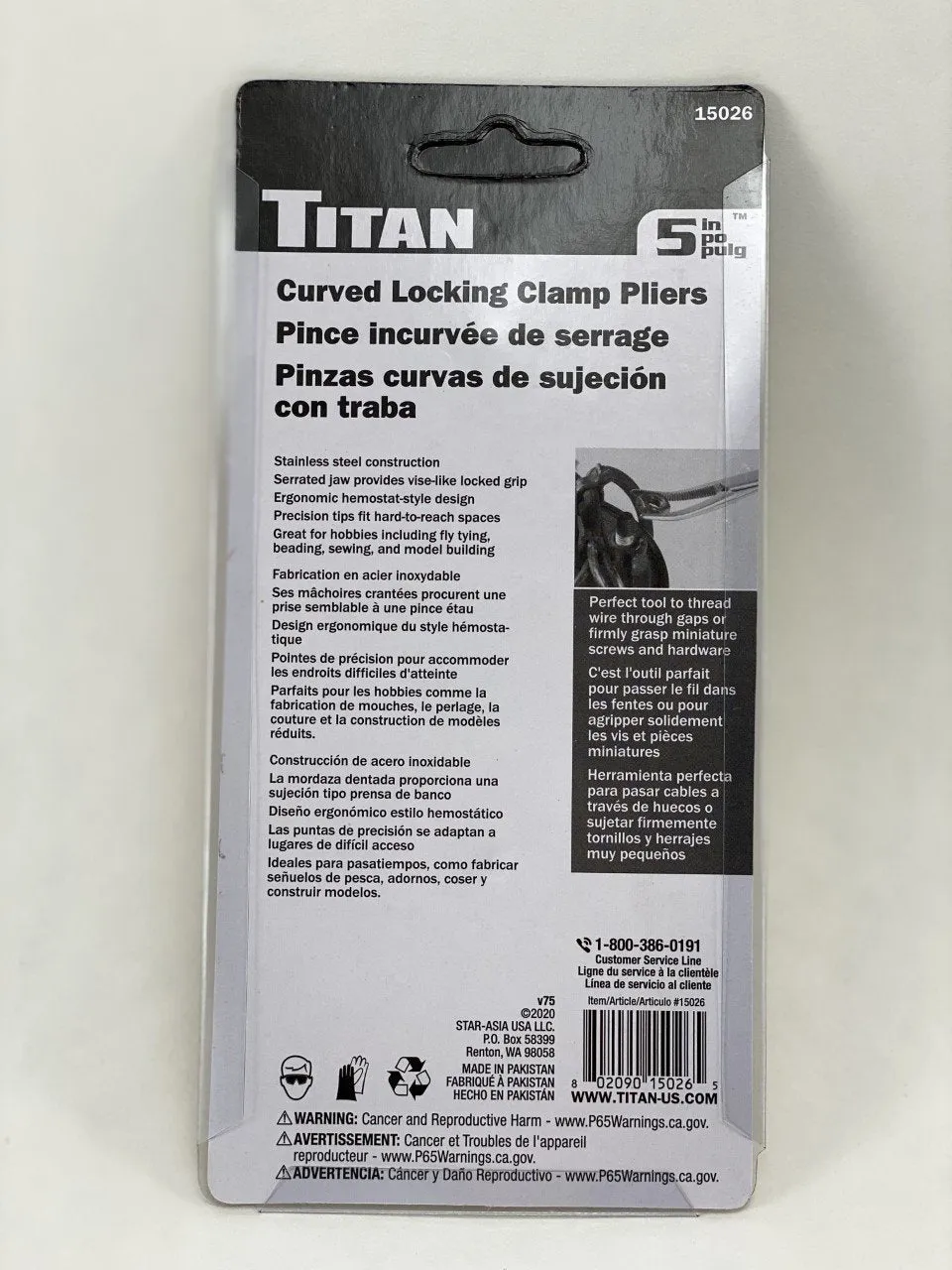 Titan 15026 Tool 5 In. Curved Locking Clamp Pliers