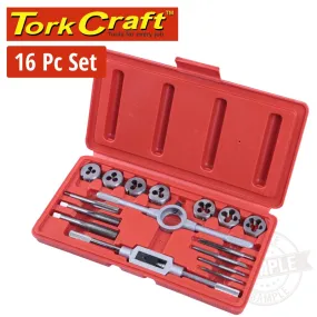 TORK CRAFT TAP & DIE SET 16PCE IN PLASTIC CASE NR SET16