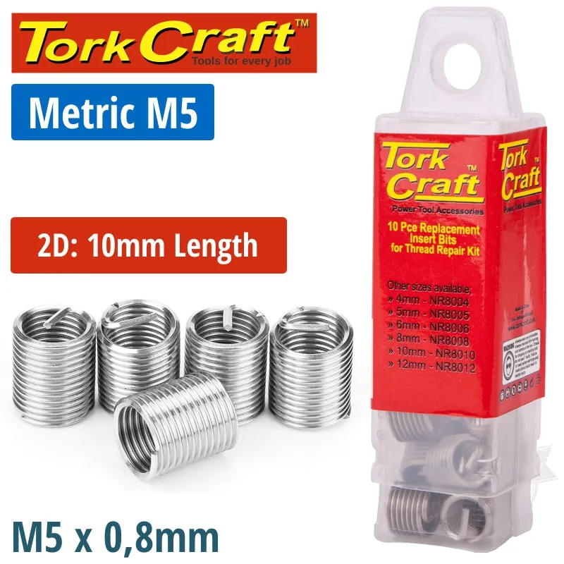 Tork Craft Thread Repair Kit M5 X 2D Replacement Inserts 10Pce