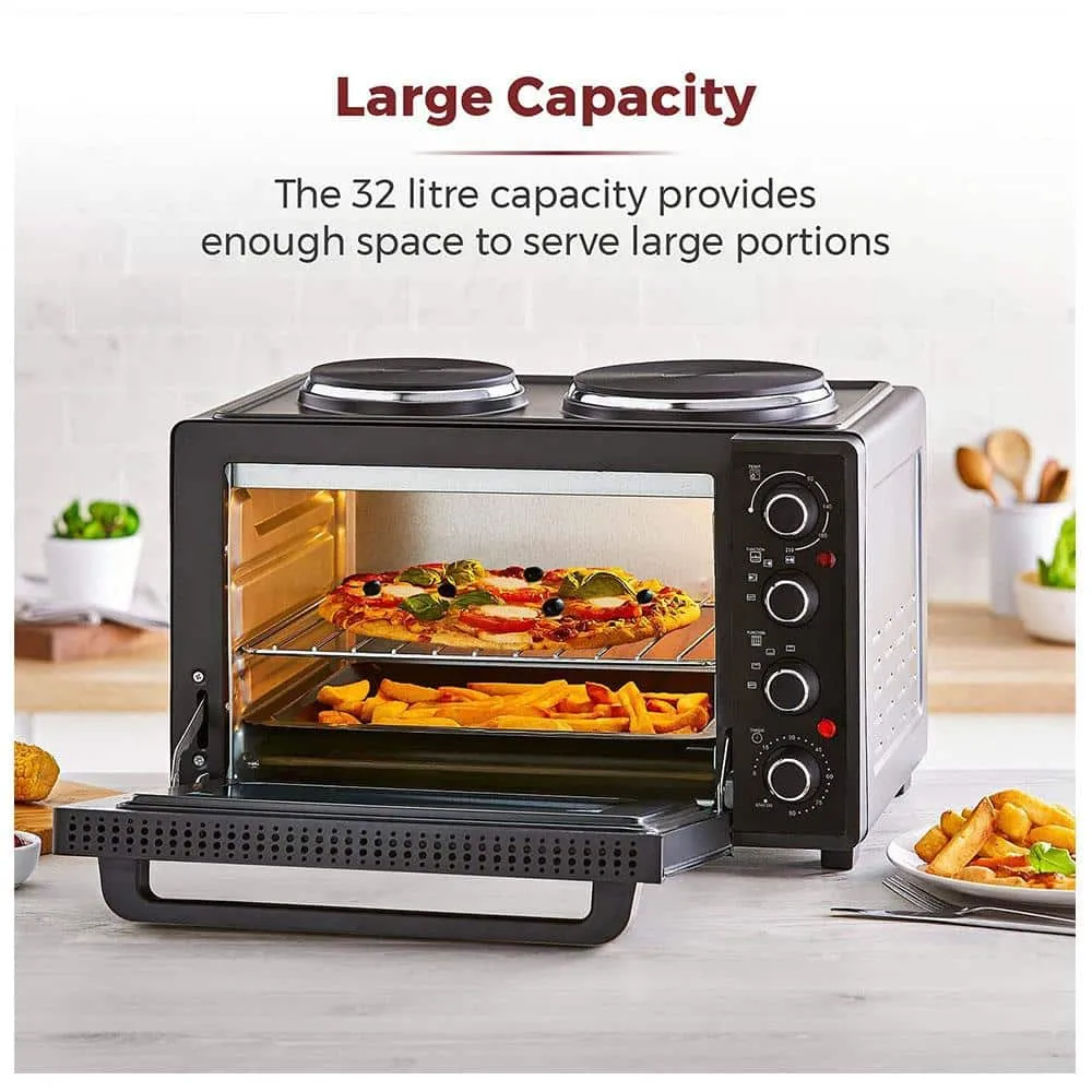 Tower Mini Oven with Hot Plates 32L  - Black