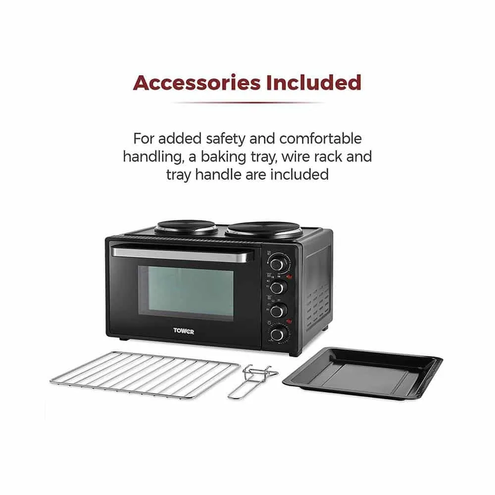 Tower Mini Oven with Hot Plates 32L  - Black