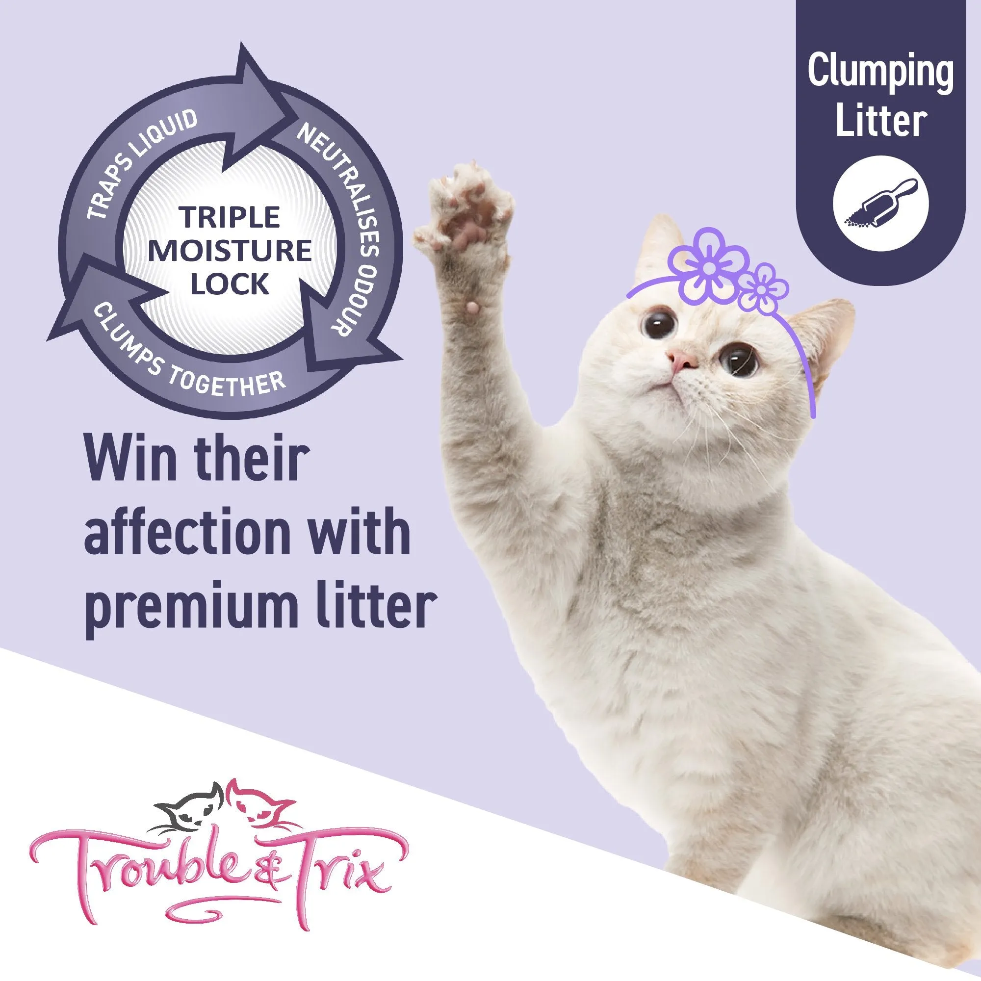 Trouble and Trix Odour Neutralising Baking Soda Clumping Cat Litter 7L/6kg***