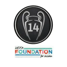 UEFA 2021-24 Real Madrid Champion League 14 Trophy Patch Set  (Foundation Patch Included)