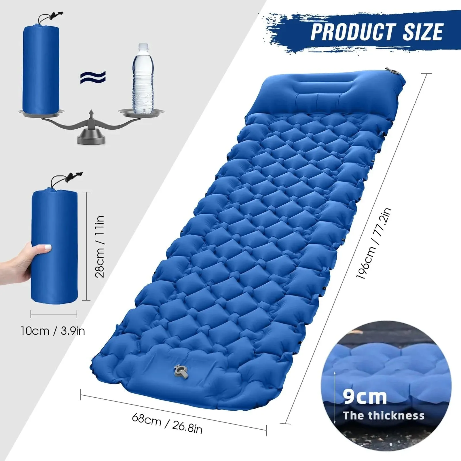 Ultralight Sleeping Pad Portable Outdoor Camping Mat Inflatable Air Mattress Outdoor Hiking Trekking Picnic Sleeping Mat Single