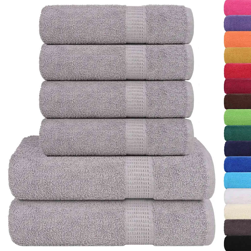 vidaXL 6 Piece Towel Set Grey 360 gsm 100% Cotton