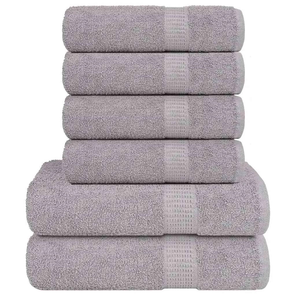 vidaXL 6 Piece Towel Set Grey 360 gsm 100% Cotton