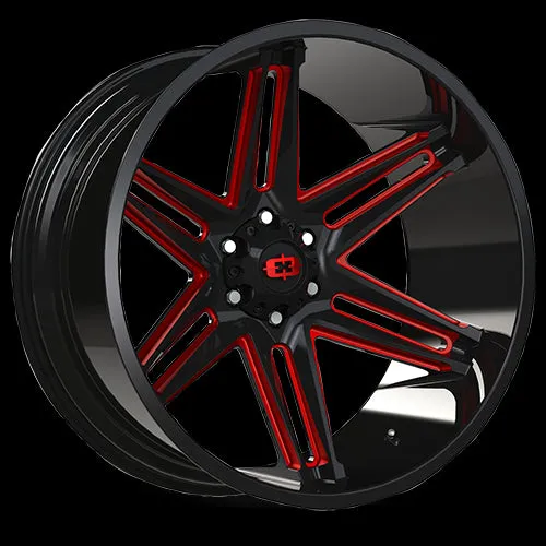 Vision Off-Road 363 Razor 22X10 8X170 -19mm Gloss Black Milled Spoke with Red