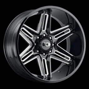 Vision Off-Road 363 Razor 22X12 6X139.7 -51mm Gloss Black Milled Spoke