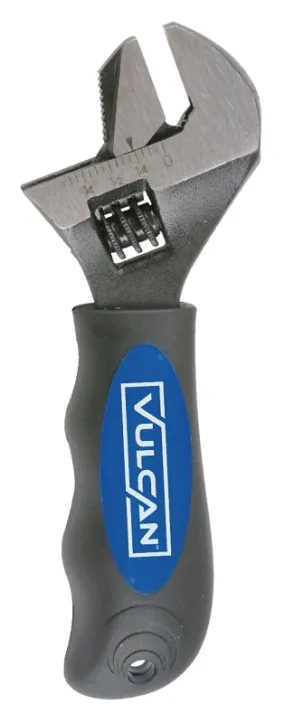 Vulcan 900061 Adjustable 2N1 Stubby Wrench, 6-1/4 in OAL, Steel, Blackening, Ergonomic Handle :EA: QUANTITY: 1