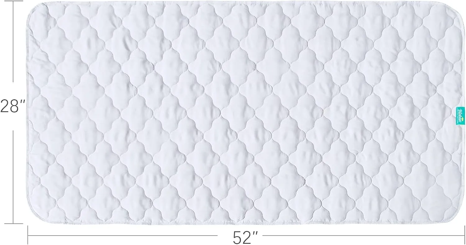 Waterproof Crib Mattress Protector Pad | Bed Pad Mat - 52" x 28", Anti Slip & Durable, White, 2 Pack