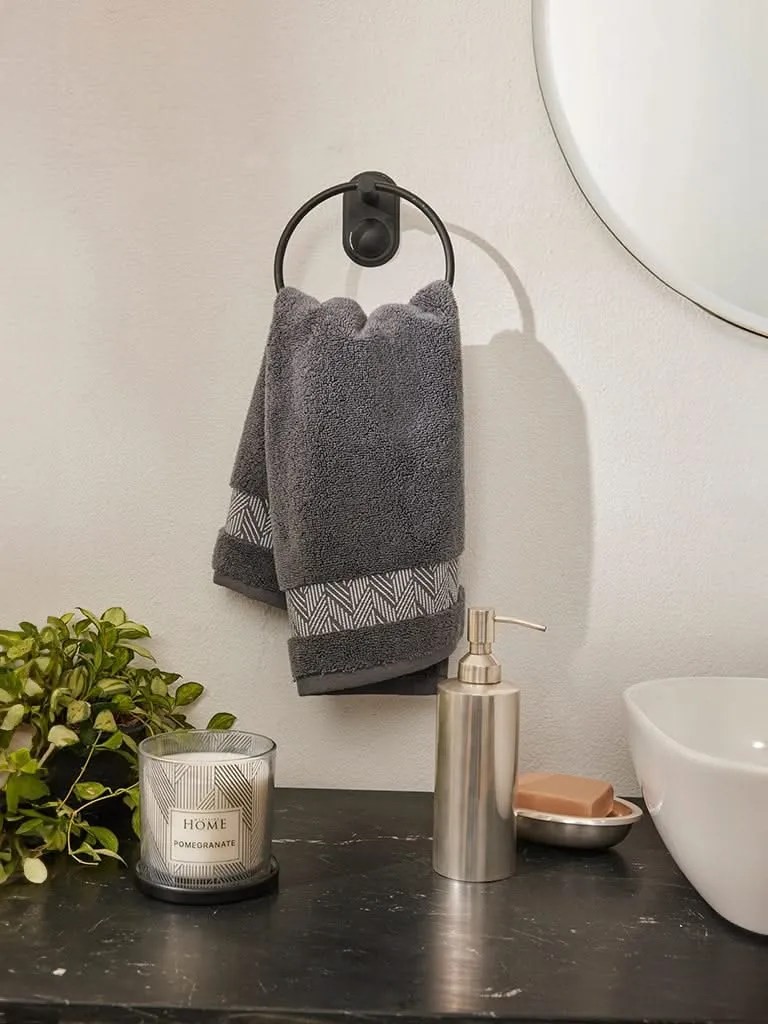 Westside Home Charcoal Jacquard Detailed Bath Towel