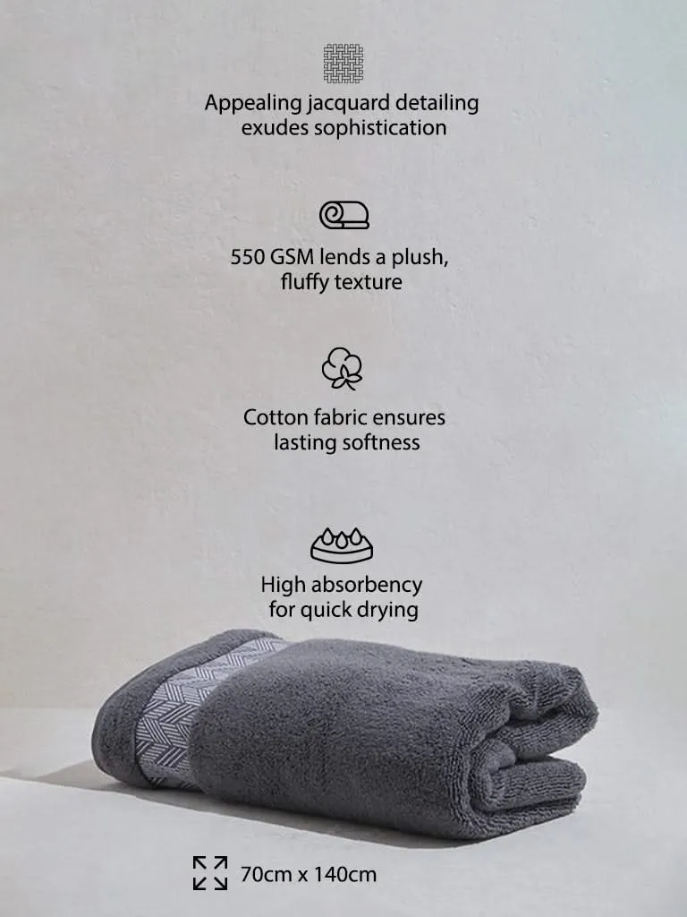 Westside Home Charcoal Jacquard Detailed Bath Towel