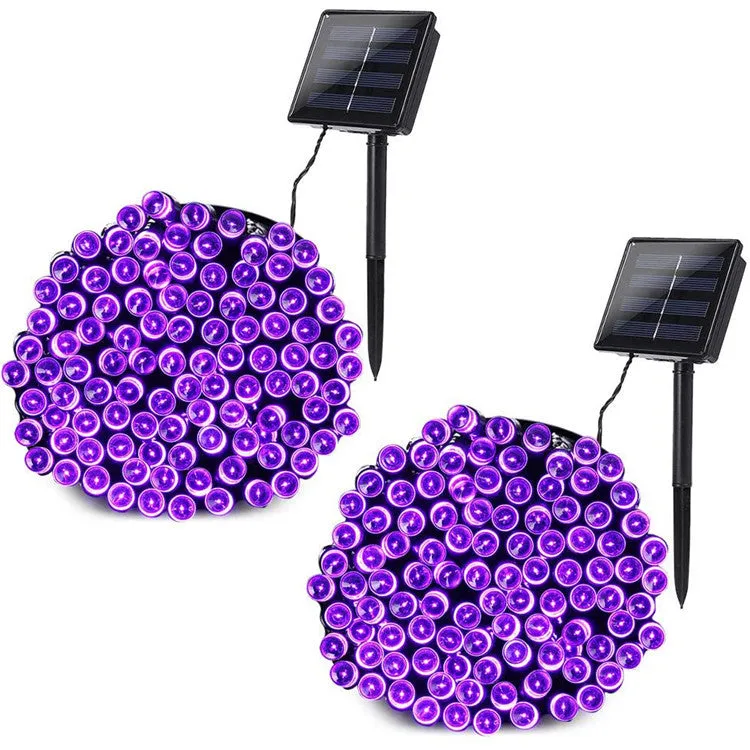 WHIZMAX LED Solar String Light Purple Bat Light for Halloween Party Decorations