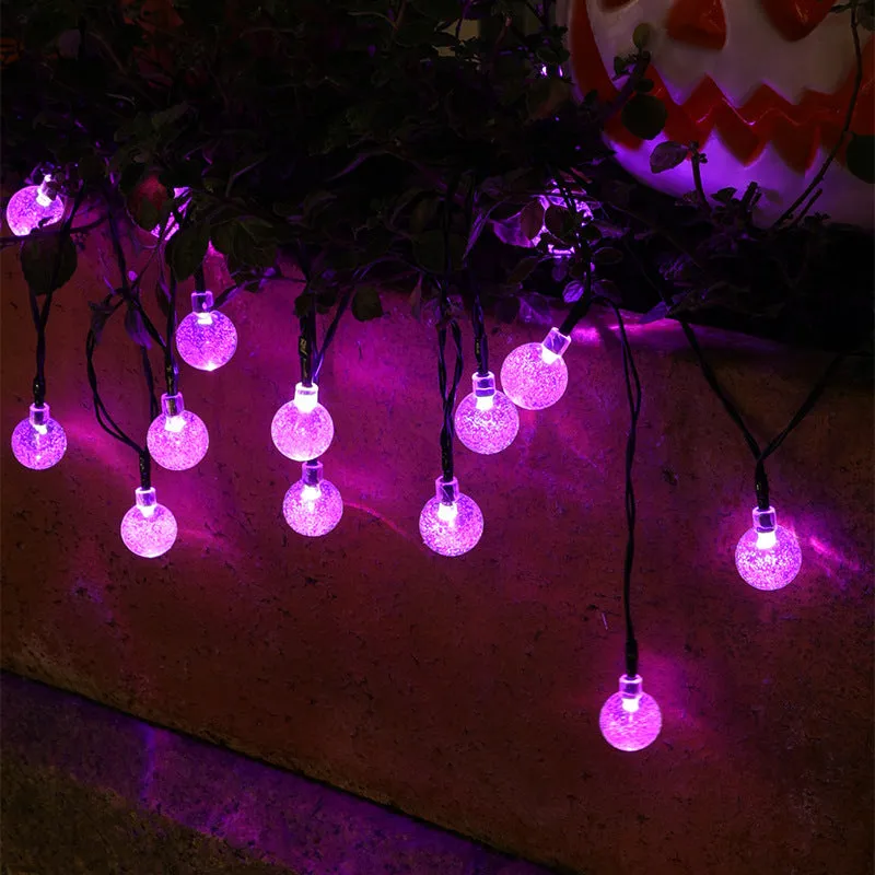 WHIZMAX LED Solar String Light Purple Bat Light for Halloween Party Decorations