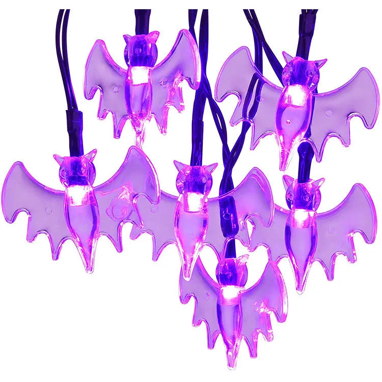 WHIZMAX LED Solar String Light Purple Bat Light for Halloween Party Decorations