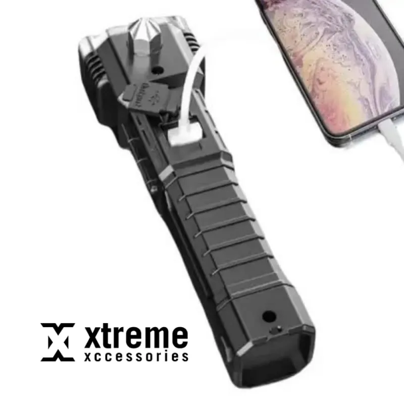 Xtreme Xccessories Super Bright LED Torch with Safety Hammer and Strong Magnet Side Light